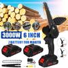 6 Inch 88V 3000W Mini Electric Chain Saw Cordless With 2Pcs Battery Woodworking Pruning ChainSaw One-handed Garden Logging Power Tool