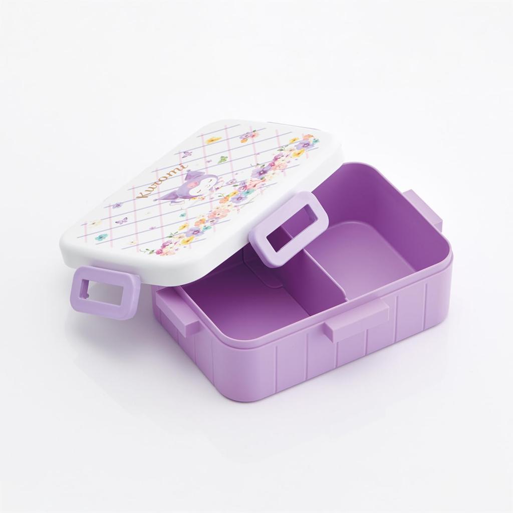 Skater Adult Bento Single Dishwasher and Microwave Made in Sanrio Pastel Vivid Watercolor Floral Box, 4-Point Lock, Tier, 650ml, Safe, Japan, Kuromi,