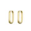 Classic Copper Alloy Smooth Gold Color Hoop Earrings For Women Girls Daily Earrings Oval Rectangle Shape Simple Fashion Jewelry