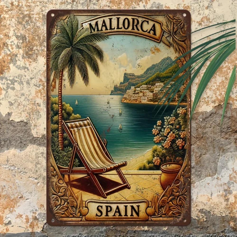 Captivating Vintage Mallorca Island Design, Aluminum Wall Artwork, Perfect for Garage, Cafes, Clubs, A Holiday Present Gem.