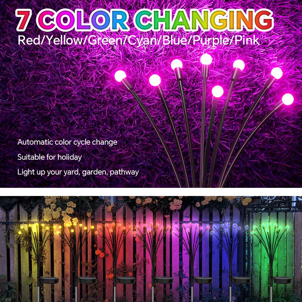 2 Pcs Waterproof LED Solar Powered Garden Lights, Outdoor Lawn Lamp Pathway Fairy Light for Patio, Pathway and Landscape Decors