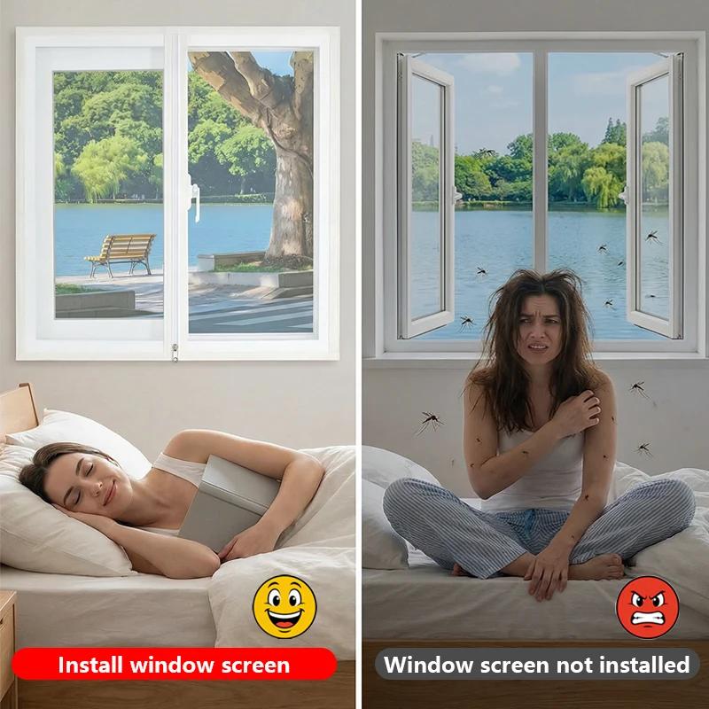 Summer Self-adhesive Window Screen Anti-Mosquito Prevent Flying Insects Invisible Mesh Curtains Removable Magnetic Screen Window