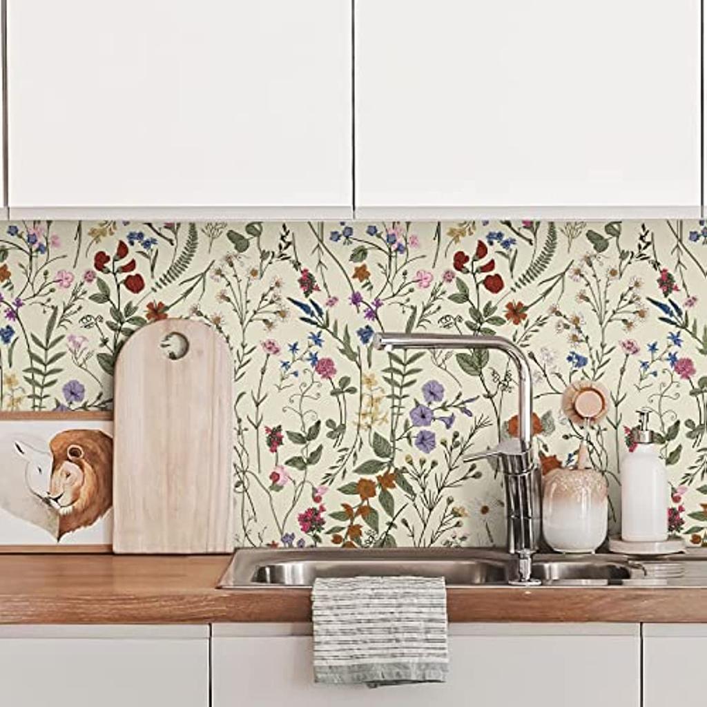 Floral Peel and Stick Wallpaper Farm Floral Wallpaper Wildwood Self Adhesive Wallpaper for Home Bedroom Cabinets Wall Decor