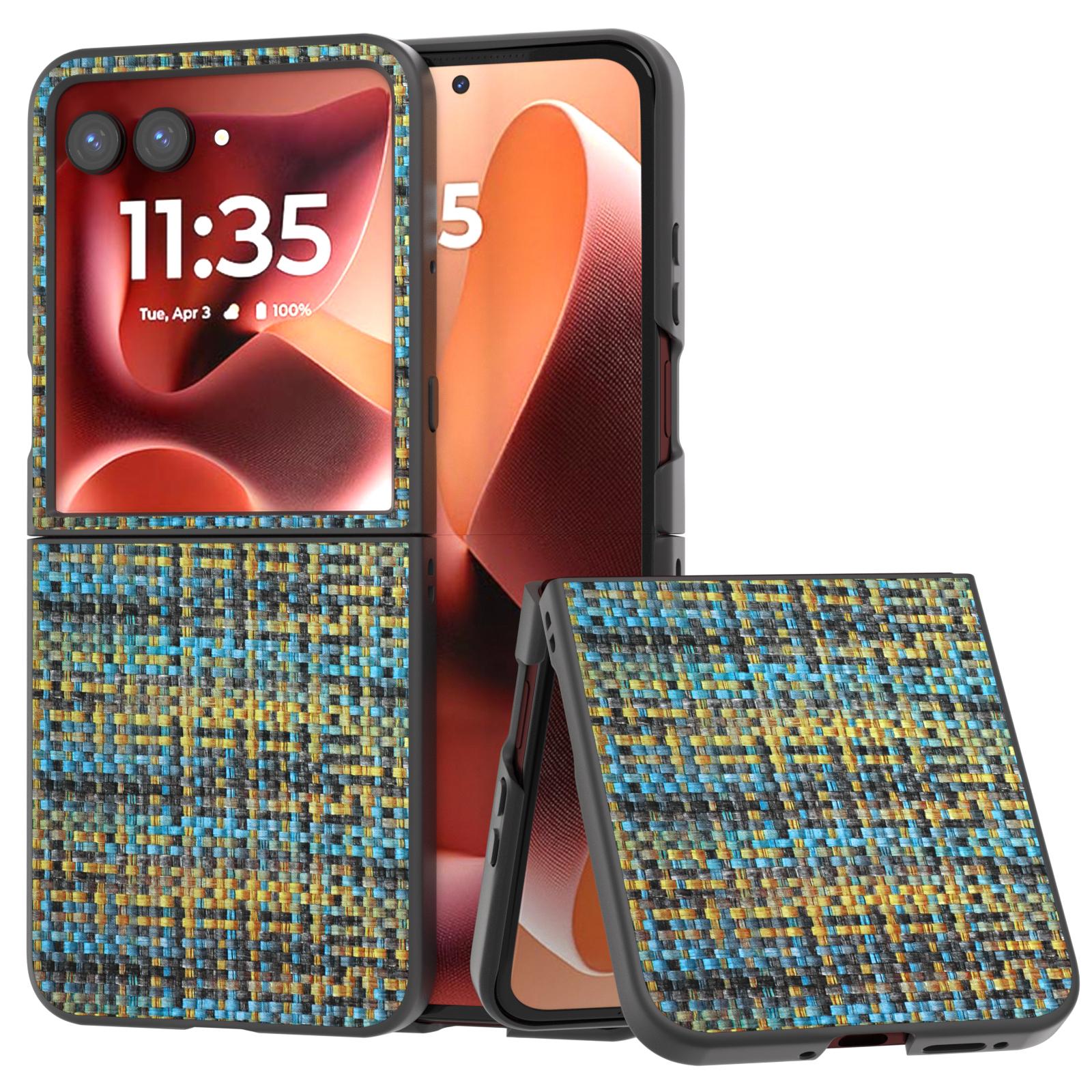 

For Motorola Razr 60 Ultra 5G Case Leather+PC Phone Cover Plaid Texture Gold