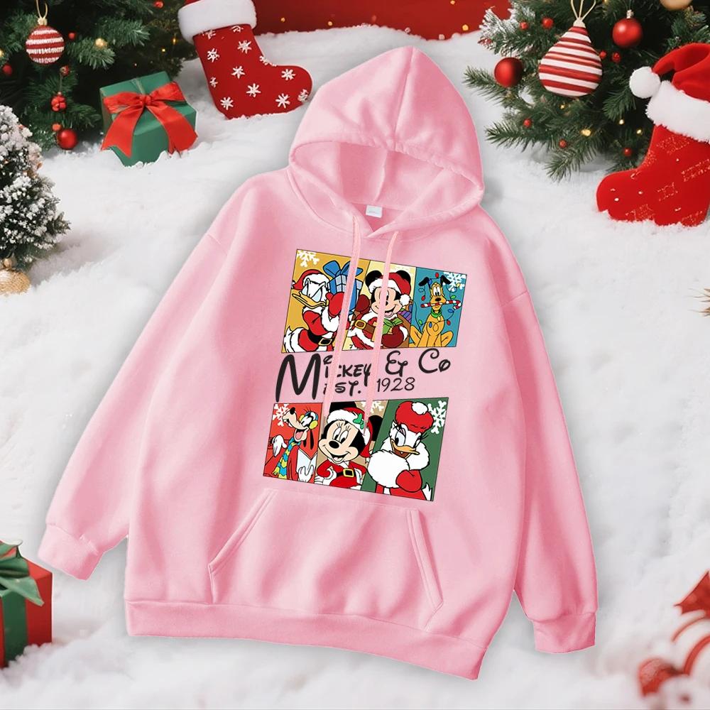 Weihnachts-Disney Eltern-Kind Outfits, Mickey Mehrfarbige Kapuzenpullover, Kinder Kapuzenpullover, Paar Familien Feiertagskleidung
