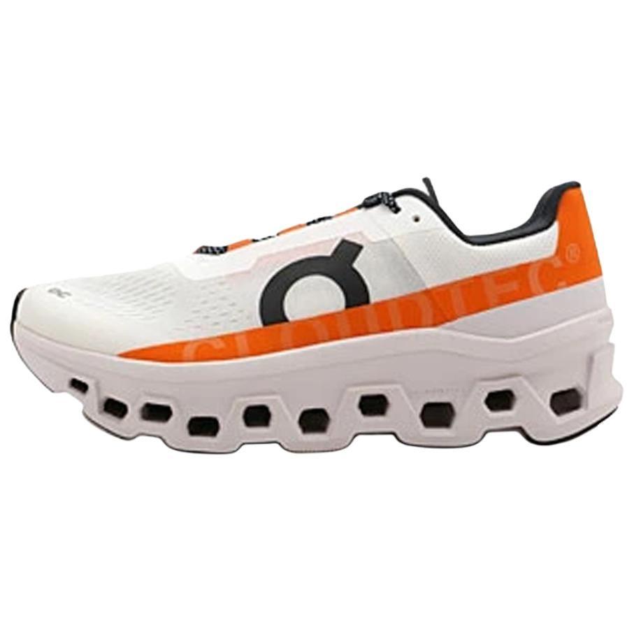 On Cloudmonster Abrasion Resistant Low Top Carbon Plate Long Distance Running Shoes Women's White Orange 61.98083