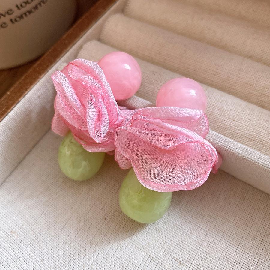 Chiffon Flower Resin Round Water Drop Pendant Earrings Vacation Style Jewelry