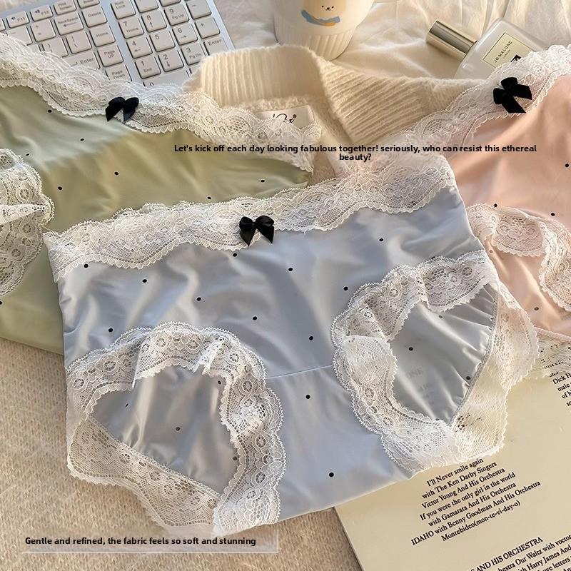 Ladies Spring and Summer Retro Sexy Lace Pure Cotton Antibacterial Triangle Briefs