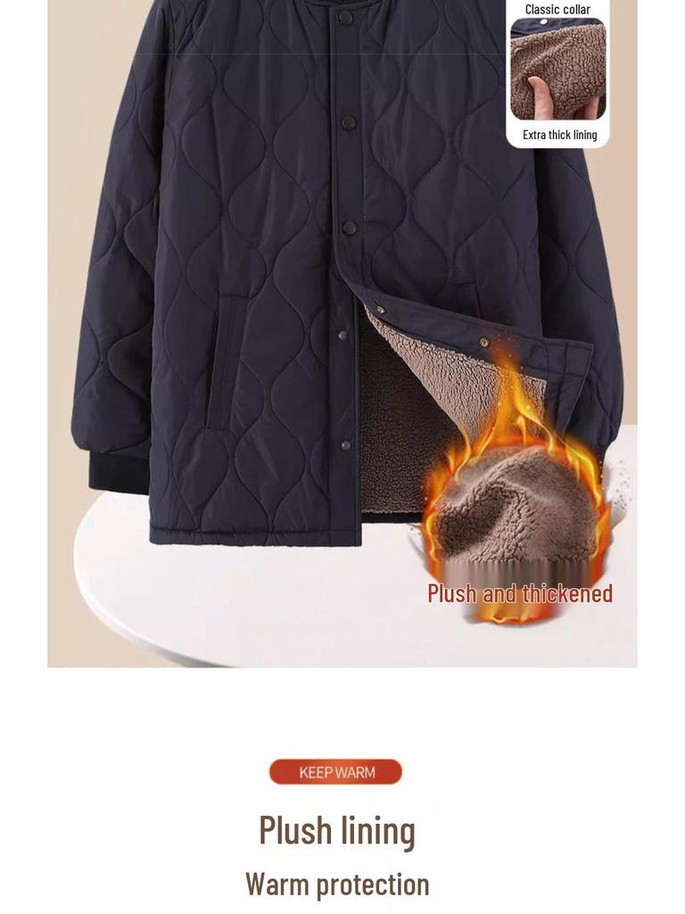 Woodpecker Men's Warm Plus Velvet Thickened Winter Jacket for Middle-Aged and Elderly