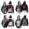 Herren Anime Ninja Kakashi 3D-Druck Reißverschluss Kapuzenpullover Lässige Sportjacke