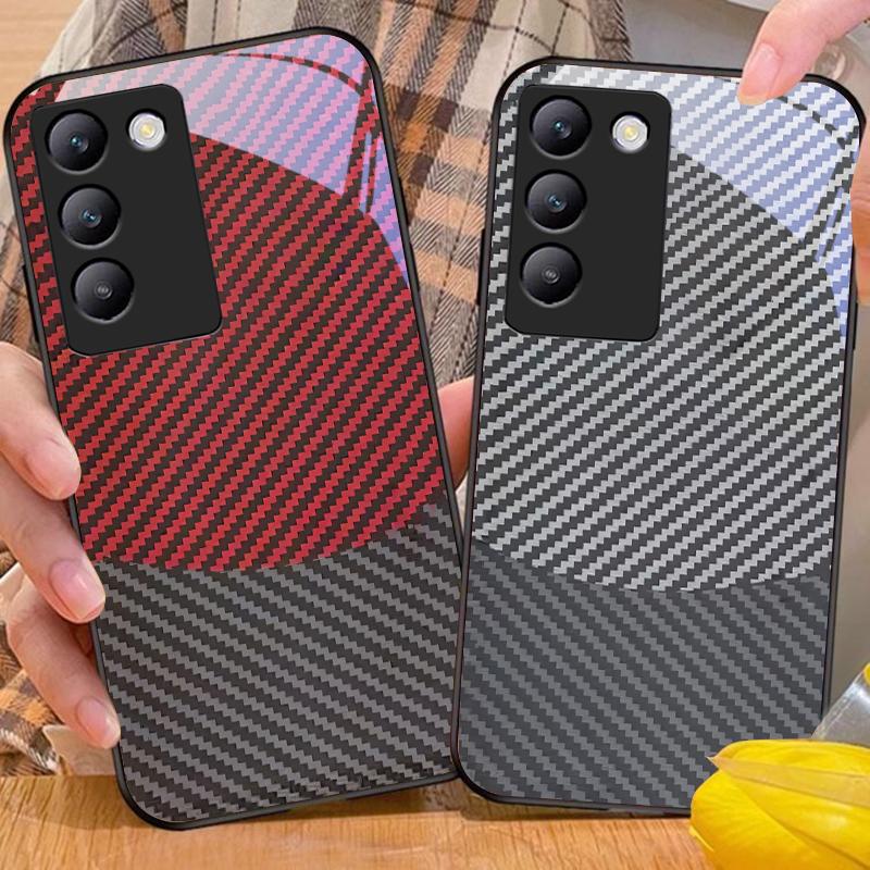 Two Tone Stripes For Y72 33S 11 03 36 96 Lite 35 16 Iqoo 12 V40 SE 5G 29 40 21 30 X80 Pro Vivo Tempered Glass Phone Case Black