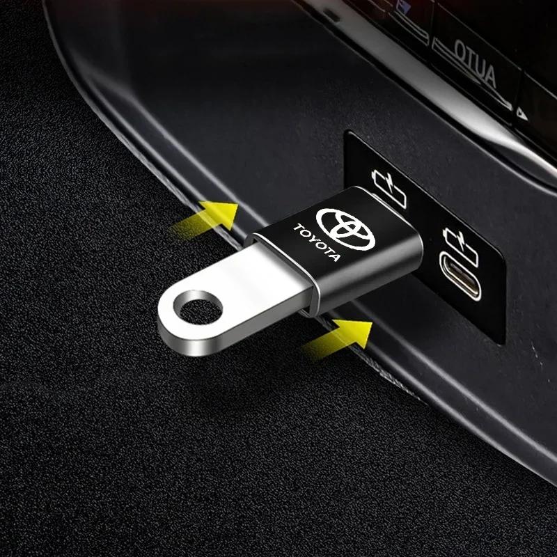 Car Usb Type C Cable Converter Charging Adapter Car Accessories for Toyota TRD GR Chr Corolla Yaris Rav4 E150 E120 Land Cruiser 200