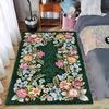 Alfombra con Diseño Floral sobre Fondo Verde y Diseño Vintage Adecuada para usar como Antideslizante para Sala de Estar, Dormitorio y Sofás
