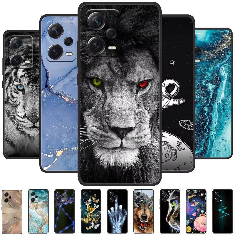 Pro pouzdro Redmi Note 12 Pro 5G Kryty Note12 Silikonové černé TPU Zvířata Kryt pro Xiaomi Redmi Note 12 Pro+ 5G Plus Fundas Měkké