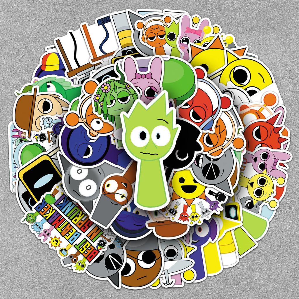 50-Pack Waterproof Cartoon Music Rhythm Stickers for Phones & Notebooks