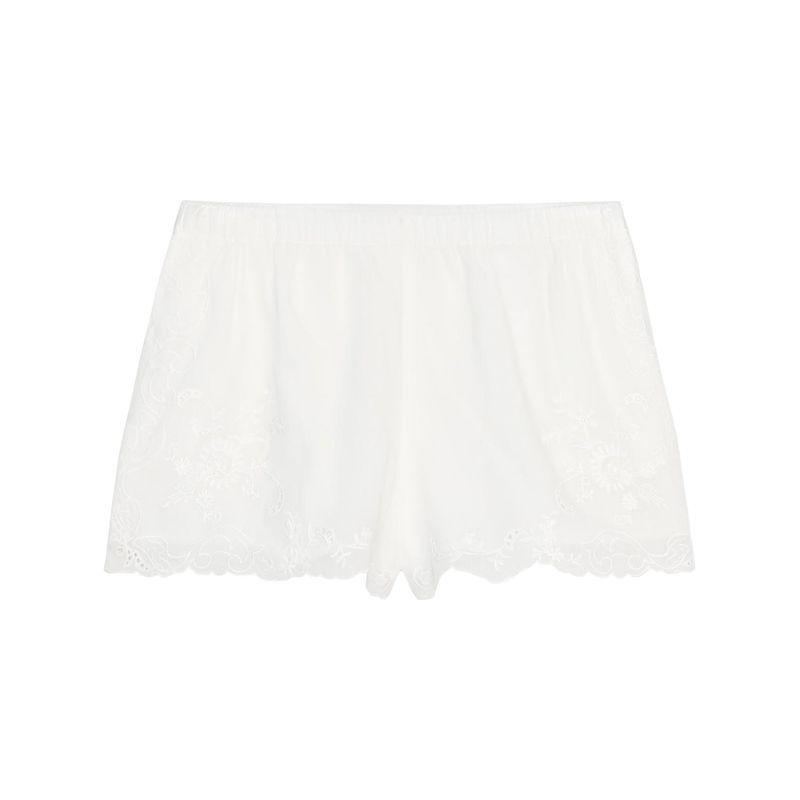 Zaprha 2025 New Arrival Sexy Vacation Style Casual Flower Embroider Plaid Pajamas Style Shorts 0881400