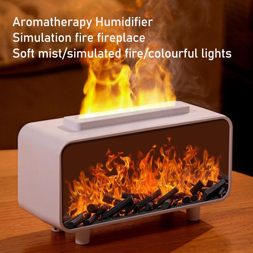 Fireplace Humidifier Diffuser Essential Oil Diffuser Simulated Compact 200ML Anti Dry Burning 7 Colors Lights for Bedroom