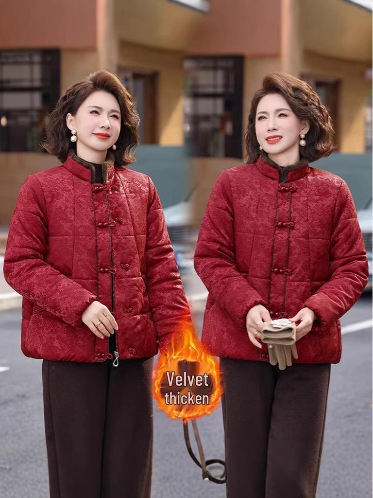 Women's 2025 Winter Plush Cotton Jacket – Petite, Middle-Aged, Short, Thick, Warm Outerwear