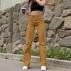 Black Washed Elastic Straight-Leg Women's Jeans