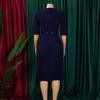 Women Plus Size V Neck Solid Color Short Sleeve High Waist Pleated A Line Dress