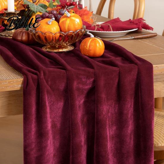 Burgundy Velvet Table Runner Christmas Runner Atrovirens 120 x 29 Wedding Reception Linens Inch Holiday for Weddings Parties Long Decoration