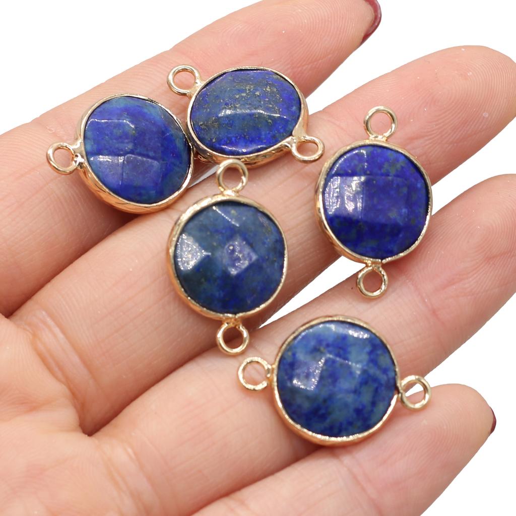 5 Stück Naturstein-Verbinder-Anhänger, runde Quarz-Verbinder für DIY-Armbänder, Halsketten, Ohrringe, Schmuckherstellung, Zubehör, 15 x 24 mm