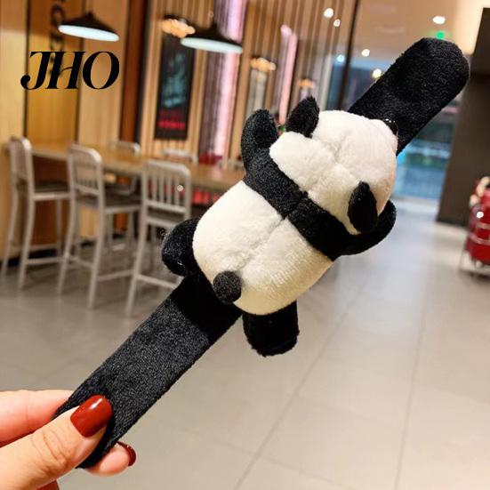 Silicone Slap Band Bracelet Cartoon Panda Doll Decor Color Matching Elastic Flexible Soft Plush Snap Couple Gift Wrist Decoration Wrapping