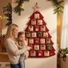 DIY Fabric Advent Calendar Quilted Tree Kit, 24 Pocket Christmas Sewing Patchwork Kit Handmade Craft for Adults, Holiday Home Wall Door Decor