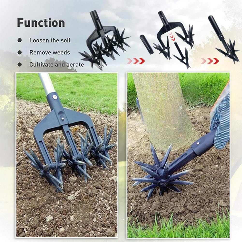 2 In 1 Garden Aerator Garden Soil Scarifier Gardening Rotary Tiller Rotary Cultivator Tool Soil Plowing Tool for Garden