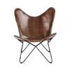 Leather Sleeper Seat Lounge Accent Butterfly Chair Handmade New With Iron Frame