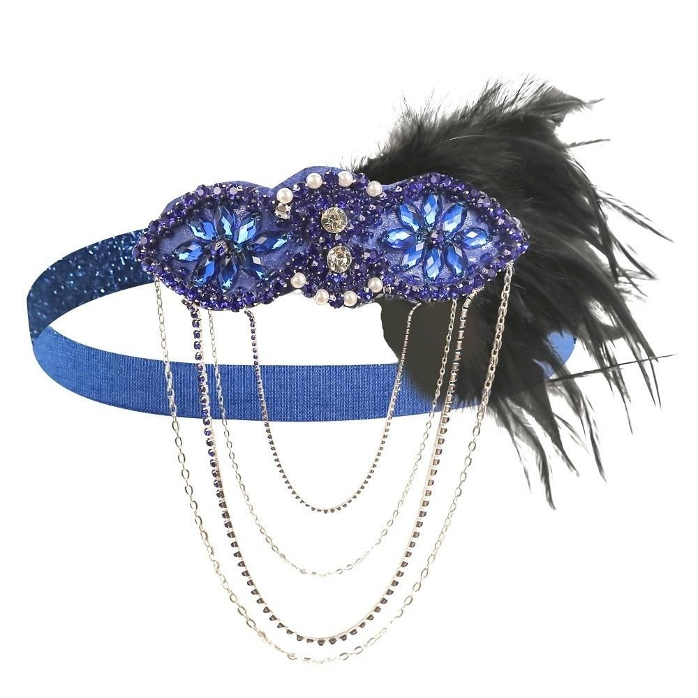 Tassels Headband Beaded Rhinestone Hair Band Feather Hairband Gatsby Cosplay Dress Headwear
