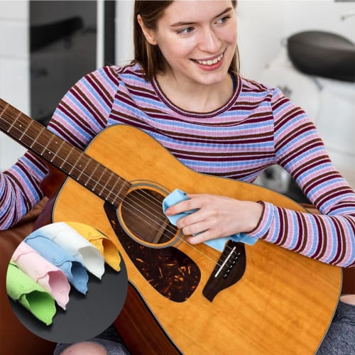 Phyxiul Premium Musical Instrument Cloths, Pack of 5, Ultra-Fine Fiber, Absorbent, Excellent Cleaning Performance, Double-Sided, for Guitar, Bass, and