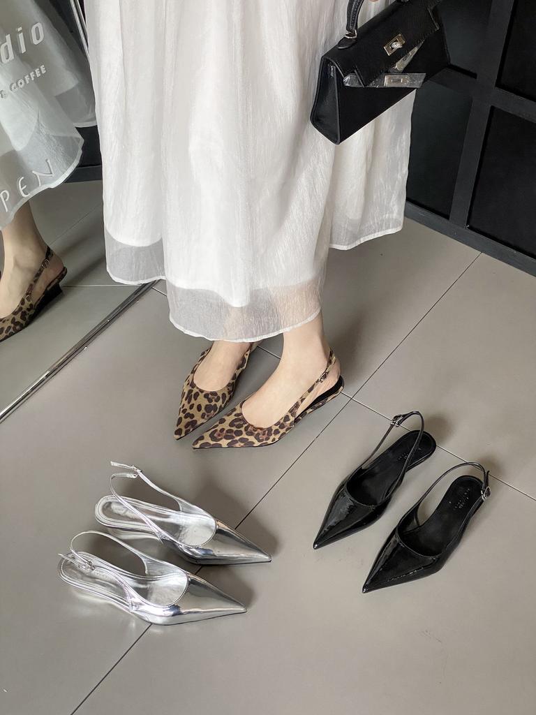 2025 spring new pointed wedge heel short heel European and American fashion bag head women's shoes