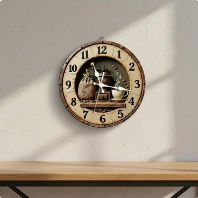 Silent NonTicking Clock Battery Operated Round Wooden Wall Easy To Read Home Decor for Living