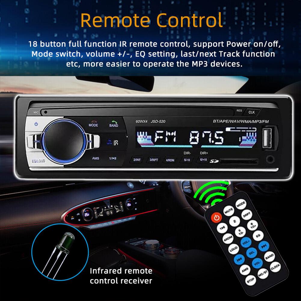 Köp 12V Autoradio Stereo Car Radio 1 Din Bluetooth Fm Aux Audio Mmc Wma