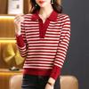 Stylish Women's Lapel Knit Sweater - Spring/Autumn Short Pullover for Middle-aged