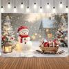 Winter Christmas Outdoor Themed Deco Photo Background Snowman Sunshine Gifts Xmas Tree Forest Snowfield Photography Backdrop5