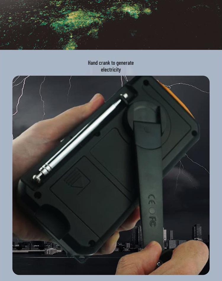 Multifunctional Solar Hand-Cranked Emergency Radio with Flashlight and Power Bank