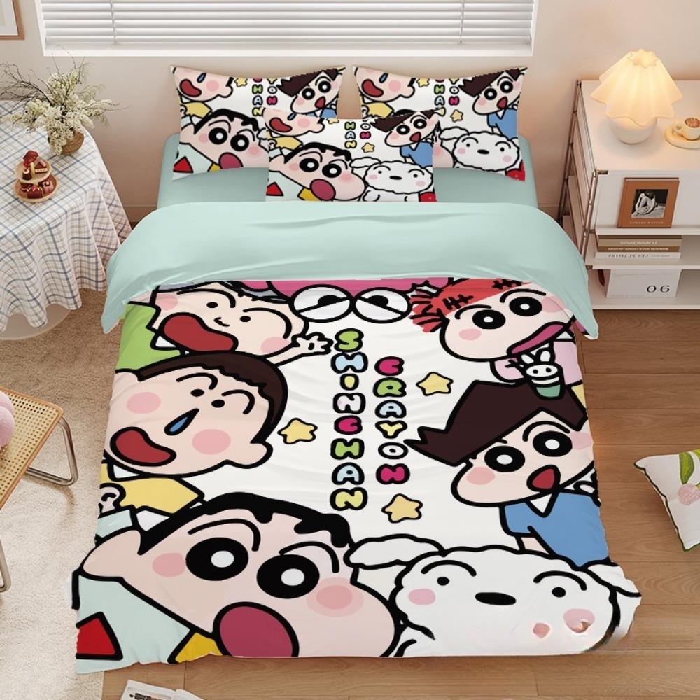 Uroczy Crayon Shin chan, Zestawy pościeli z mikrofibry, Pościel dziecięca z zamkiem błyskawicznym, Dekoracja pokoju, Poszwa na kołdrę dla nastolatków i dorosłych