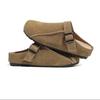 Rubber Slippers Women's Genuine Leather Shoes Med Slides Fashion Shallow Pantofle Luxury Soft 2025 Spring Casual Hoof Heels PU