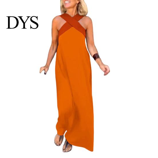 Fashionable Women Attire Women's Cross Halter Neck Sleeveless Dress Summer Sexy Backless Soft And Light Fabric A Line Maxi Off Shoulder Boho