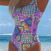 1011 Slanted Shoulder Single Shoulder Design Printed One-piece Swimsuit European and American Sexy One-piece Swimsuit