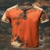 European and American semi-cardigan, casual short-sleeved digital printing slim-fit pullover Henry T-shirt top men's clothing