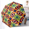 1pc Kaleidoscope Patterns Automatic Umbrella - Stylish, Durable, with 8-Rib Manual Open Design, Elegant Black Handleyy250920170