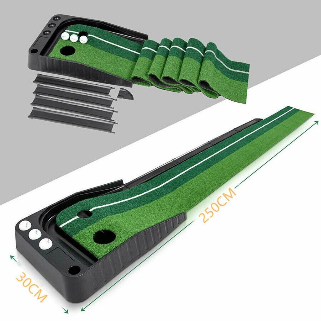 Mata do puttowania golfa Trener puttera golfowego Zielony dywan do puttera Zestaw do ćwiczeń Powrót piłki Mini golf Putting Fairway 250 x 30 cm