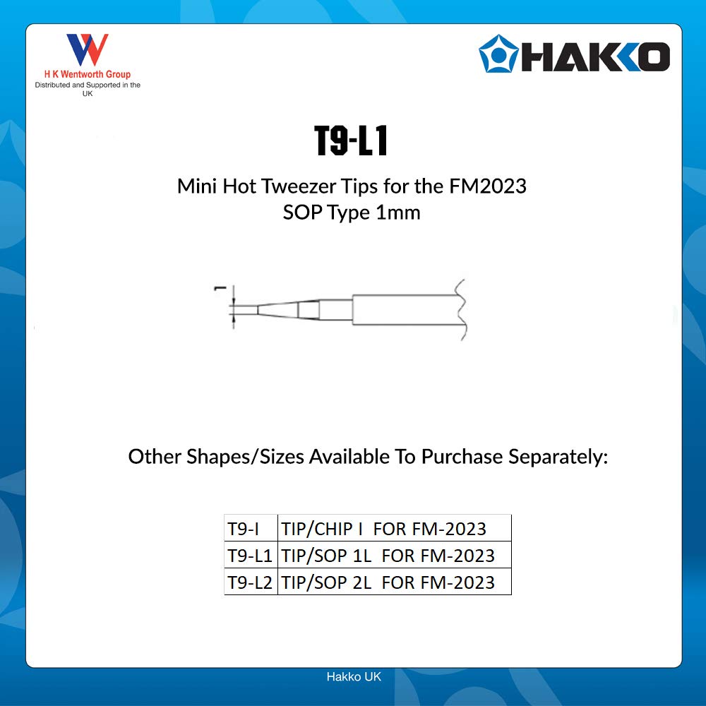 HAKKO Soldering 1L T9L1 Tip, Type,