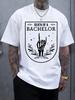 Bachelor'S Death Graphic T-shirt - White Casual Crew Neck Short Sleeve Tee with Death Sign & Laurel Branch Design
