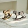 Yousheng Wooden Rocking Horse Figurine Vintage Wood Carving Pony Statue Sculpture Home Office Desktop Decoration Ornament