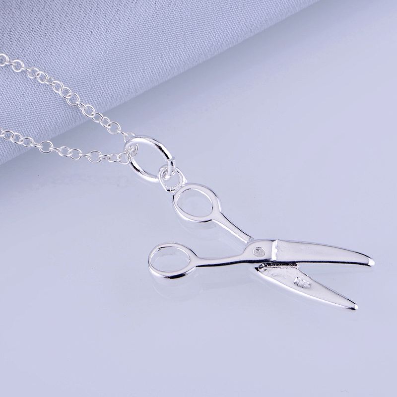 925 Sterling Sølv Halskjede ,925 Sølv Anheng Motesmykker ,Saks Søt Skinnende /Gexaowea Hwfaqnma Lq -P102