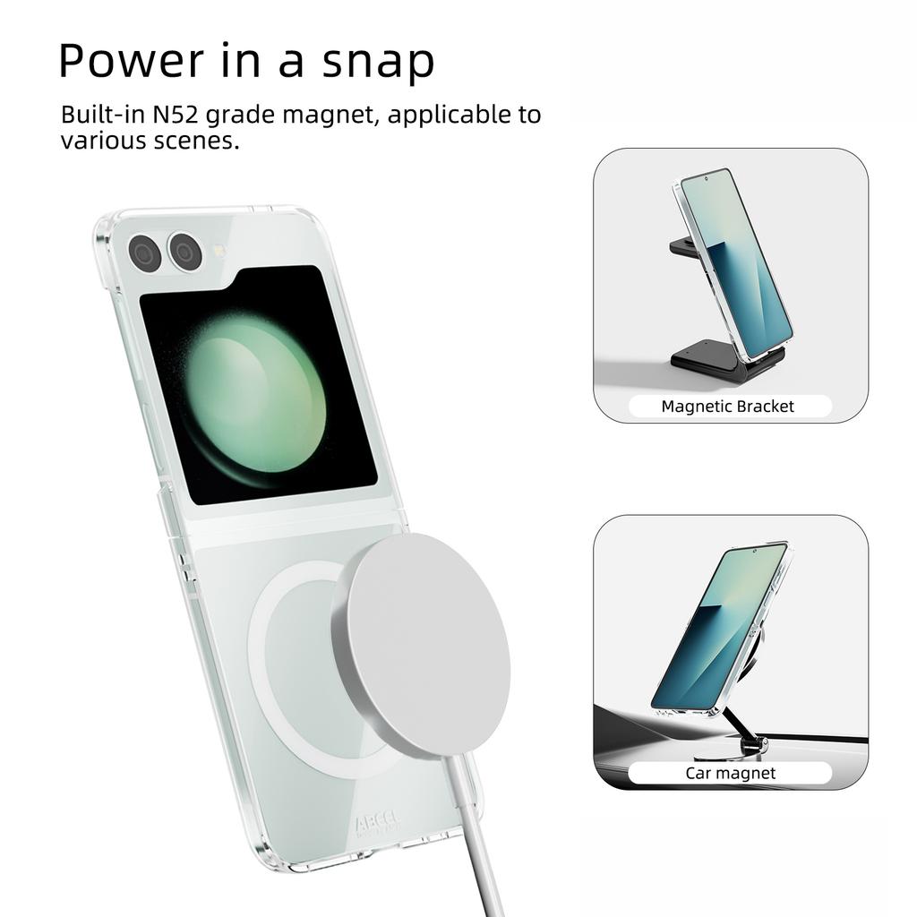 ABEEL For Samsung Galaxy Z Flip5 5G Magnetic Case Clear PC Anti Scratch Phone Cover